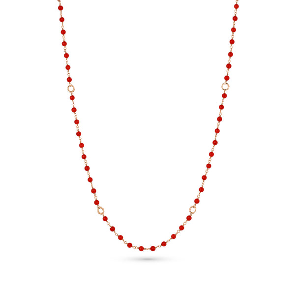Dominique Cohen red coral delicate chain necklace, in 18k rose gold <span class='visuallyhidden'>Call, text 323-404-2959 for shopping help.</span>