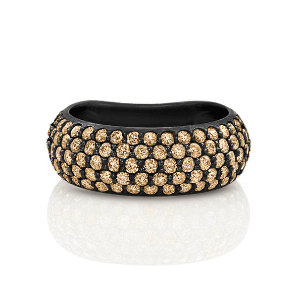 Dominique Cohen champagne diamond pave ring in black gold<span class='visuallyhidden'>; shop help at 760-978-9297.</span>
