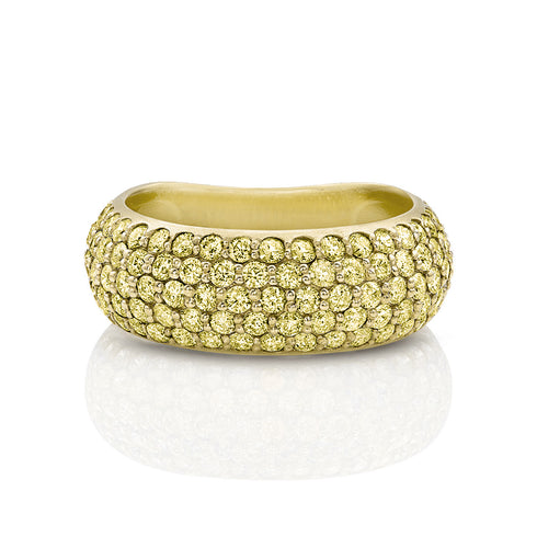 Dominique Cohen wide pavé band with comfort shank in yellow diamonds + 18k yellow gold <span class='visuallyhidden'>Call, text 323-404-2959 for shop help.</span>