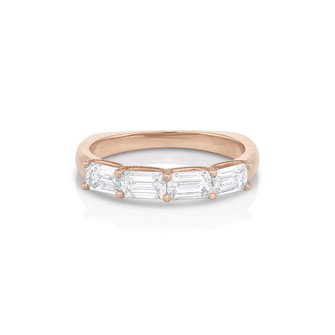 1.24ct emerald cut four-diamond east-west stack ring on Euro shank band, in rose gold <span class='visuallyhidden'>Call, text 323-404-2959 for shopping help.</span>