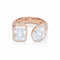 beautiful radiant cut + oval cut statement diamond ring<br>adorned in diamond pave and set in 18K rose gold <span class='visuallyhidden'>Call or text 323-404-2959 if needing shopping assistance</span>