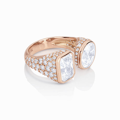 ring side view, showing the intricate diamond detailing,<br>and the slight cutout for band balance <span class='visuallyhidden'>Call or text 323-404-2959 if needing shopping assistance</span>