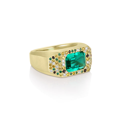 angled view of our emerald cocktail ring<span class='visuallyhidden'>; shop help at 760-978-9297.</span>