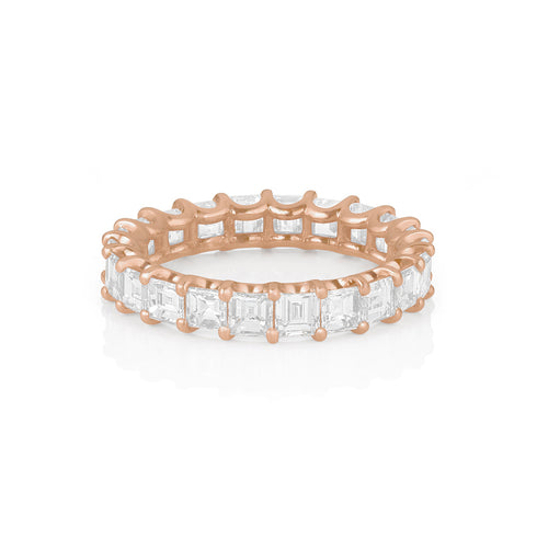 Dominique Cohen carre-cut diamond eternity band in rose gold<span class='visuallyhidden'>; shop help at 760-978-9297.</span>