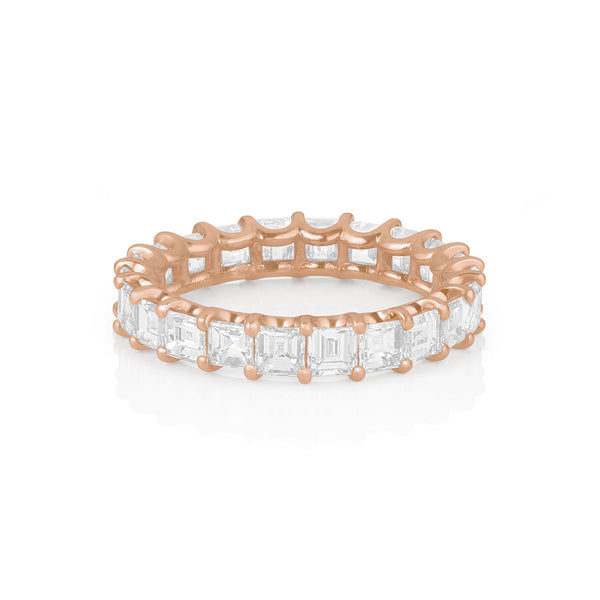 Dominique Cohen carre-cut diamond eternity band in rose gold<span class='visuallyhidden'>; shop help at 760-978-9297.</span>