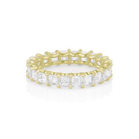 Dominique Cohen carre-cut diamond eternity band in yellow gold<span class='visuallyhidden'>; shop help at 760-978-9297.</span>