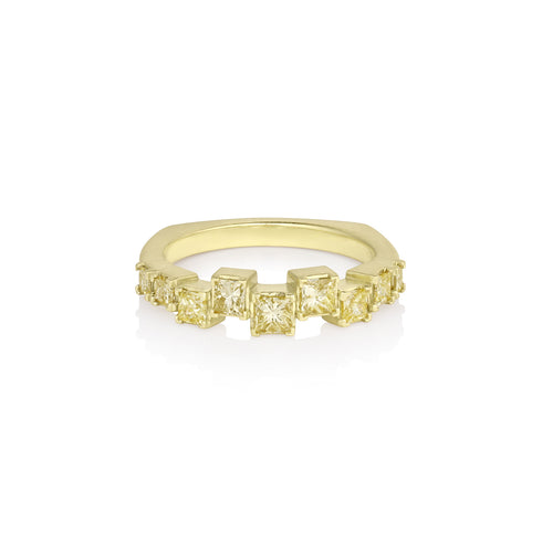 lemon yellow fancy diamonds stagger stack ring in 18k yellow gold by Dominique Cohen <span class='visuallyhidden'>Call, text 323-404-2959 for shop help.</span>