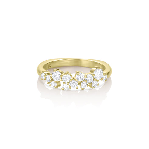 Dominique Cohen constellation diamond ring in white diamonds + yellow gold, angled view<span class='visuallyhidden'>; shop help at 760-978-9297.</span>