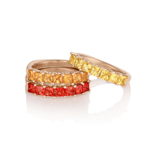 a trio of fiery beauty versatile worn as a set or interspersed among other stackers<span class='visuallyhidden'>; shop help at 760-978-9297.</span>