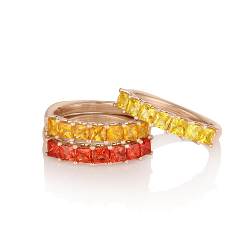 a trio of fiery beauty versatile worn as a set or interspersed among other stackers<span class='visuallyhidden'>; shop help at 760-978-9297.</span>