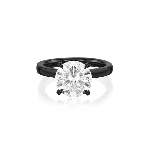 Dominique Cohen round 4-carat solitaire ring in black gold<span class='visuallyhidden'>; shop help at 760-978-9297.</span>