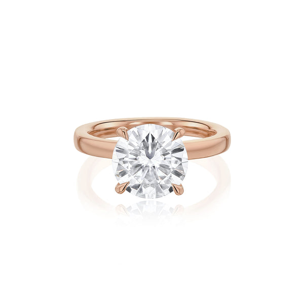 Dominique Cohen round 4-carat solitaire ring in rose gold<span class='visuallyhidden'>; shop help at 760-978-9297.</span>