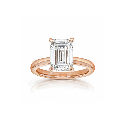 Dominique Cohen emerald-cut 4 carat solitaire ring in 14k rose gold<span class='visuallyhidden'>; shop help at 760-978-9297.</span>