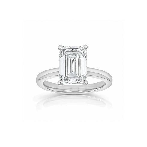 Dominique Cohen emerald-cut 4 carat solitaire ring in 14k white gold<span class='visuallyhidden'>; shop help at 760-978-9297.</span>