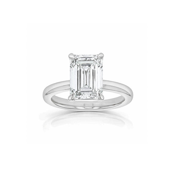 Dominique Cohen emerald-cut 4 carat solitaire ring in 14k white gold<span class='visuallyhidden'>; shop help at 760-978-9297.</span>