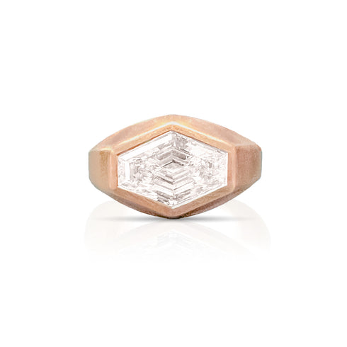 Dominique Cohen 3ct elongated hexagon east-west signet ring in brushed 18k rose gold<span class='visuallyhidden'>; shop help at 760-978-9297.</span>