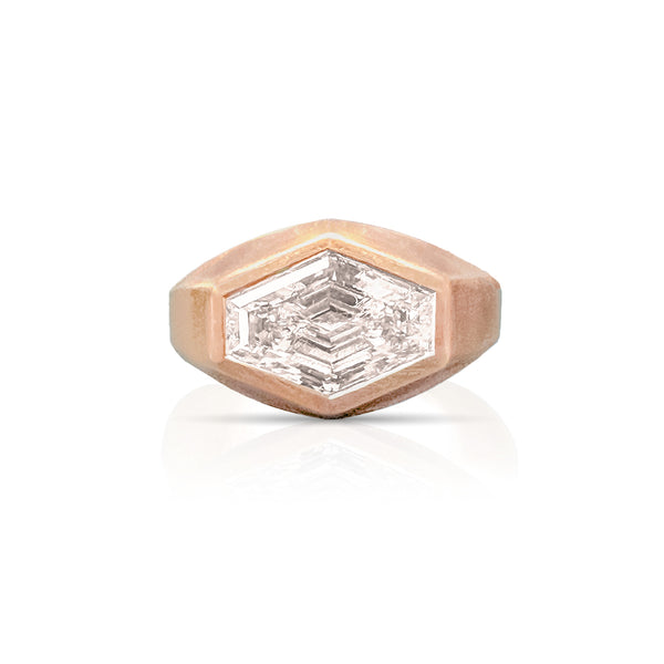 Dominique Cohen 3ct elongated hexagon east-west signet ring in brushed 18k rose gold<span class='visuallyhidden'>; shop help at 760-978-9297.</span>