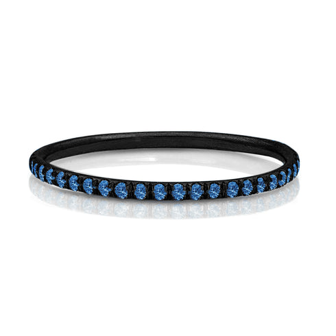 Dominique Cohen blue sapphire and 18k black gold delicate eternity stacking ring<span class='visuallyhidden'>; shop help at 760-978-9297.</span>