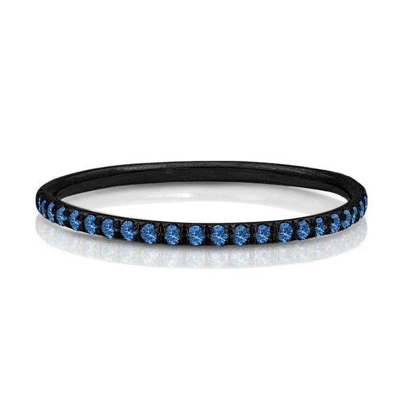 Dominique Cohen blue sapphire and 18k black gold delicate eternity stacking ring<span class='visuallyhidden'>; shop help at 760-978-9297.</span>
