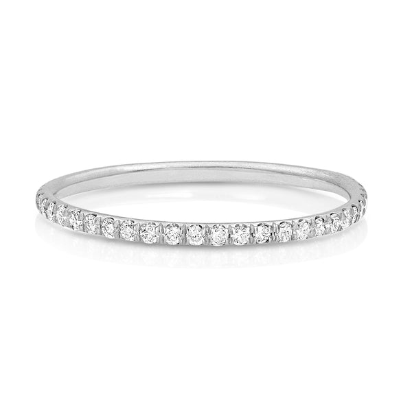 white diamond, 18k white gold delicate eternity ring <span class='visuallyhidden'>Call or text 323-404-2959 for shopping assistance</span>