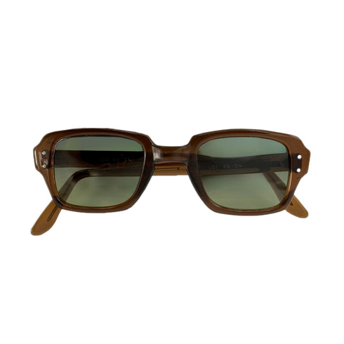 geniune vintage aviator sunglasses brown frame, green lenses, with champagne diamonds detailing added to arms <span class='visuallyhidden'>Call, text 323-404-2959 for shop help.</span>