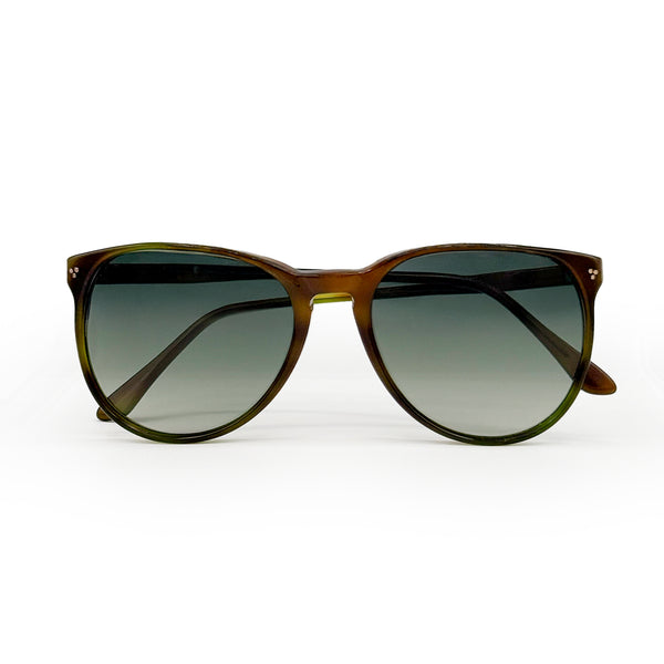 classic vintage aviator sunglasses in dark olive kissed by Dominique Cohen with champagne diamonds<span class='visuallyhidden'>; shop help at 760-978-9297.</span>