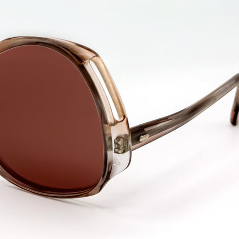 up close, gradient amber butterfly glam sunglasses kissed with champagne diamonds<span class='visuallyhidden'>; shop help at 760-978-9297.</span>
