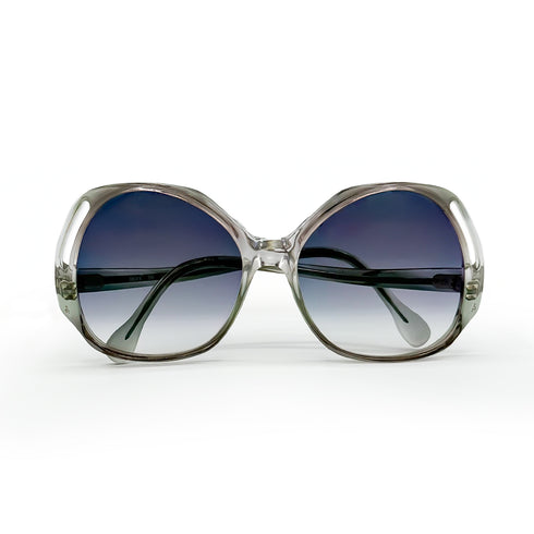 Dominique Cohen butterfly glam sunglasses with cutout detail in gradient moss with champagne diamonds<span class='visuallyhidden'>; shop help at 760-978-9297.</span>