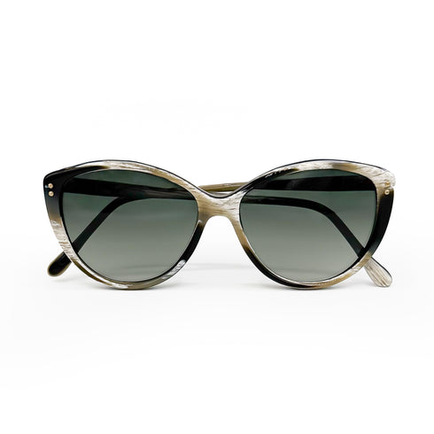 Argos cateye sunglasses with champagne diamond arms (see next), in marbled smokey grey<span class='visuallyhidden'>; shop help at 760-978-9297.</span>