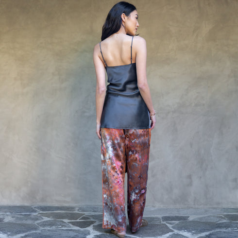 Dominique Cohen silk camisole, from behind, in slate <span class='visuallyhidden'>Text, phone 323-404-2959 for shopping assistance.</span>