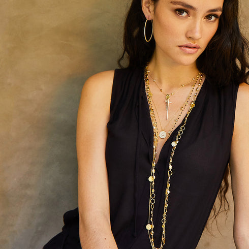 go for a rose gold, black diamond take on<br>shop the look > de-lightful <span class='visuallyhidden'>Call or text 323-404-2959 for shopping assistance</span>