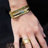 wardrobe with our green tourmaline ovals bangle<br>here, in a closeup from shop the look > rainforest <span class='visuallyhidden'>Call, text 323-404-2959 for shopping assistance.</span>