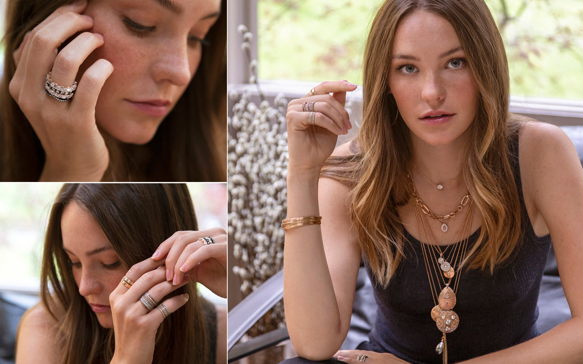 Diamond, pink diamond, champagne diamond rose gold, black gold jewelry ensemble; text, call 323-404-2959 for shopping help