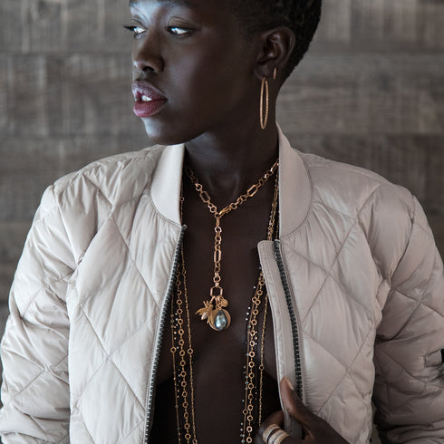 love it stacked near our diamond-kissed timepiece chain,<br>here, clasped lariat style: switch to swoop, then drop in the baguette necklace above!<br>shop the look > retro rhythms <span class='visuallyhidden'>Call, text 323-404-2959 for shopping assistance.</span>