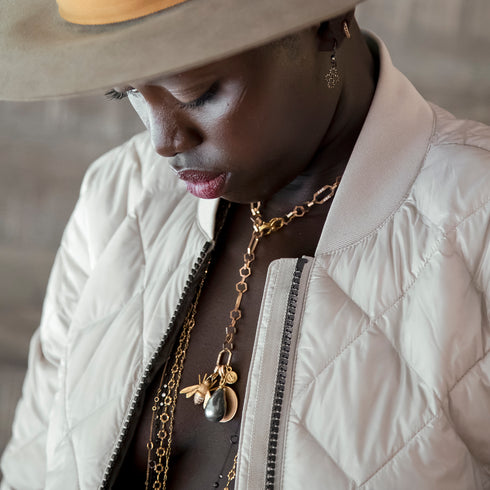 French wire sis, in black gold<br>shop the look > retro rhythms (look 1) <span class='visuallyhidden'>Phone or text 323-404-2959 for shopping assistance</span>