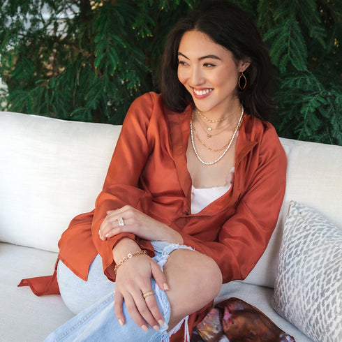 lovely with shop the look > champagne on ice<br>say, swapping our 22 inch paperclip chain for her 42 inch sis pair with beauty from<br>shop the look > mineral spirit <span class='visuallyhidden'>Text, phone 323-404-2959 for shopping assistance.</span>