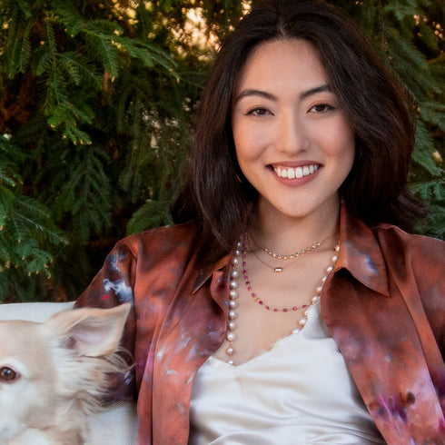 perfect with our pink tourmaline cabochon ovals delicate necklace (22 or 42in)<br>shop the look > rose parade <span class='visuallyhidden'>Call, text 323-404-2959 for shop help.</span>