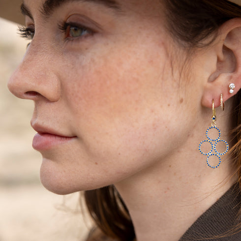 with our huggie hoops + double diamond studs, both in white diamonds <span class='visuallyhidden'>Call, text 323-404-2959 for shopping help.</span>