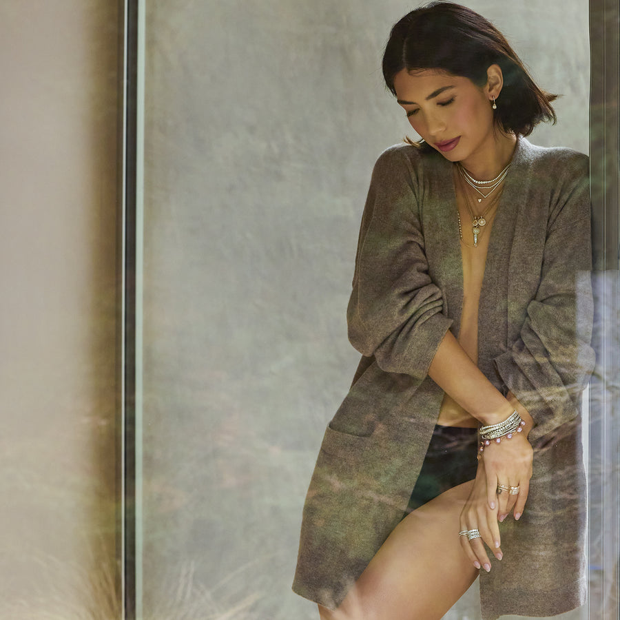 shop the look > showrunner by Dominique Cohen, a diamond white gold, rose gold collection; shop help at 760-978-9297