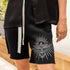 Dominique Cohen limited edition unisex shorts with rising thunderbird motif, in creme on black<span class='visuallyhidden'>; shop help at 760-978-9297.</span>