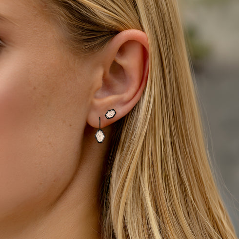 sister elongated diamond hex earring styles, in 18k black gold<span class='visuallyhidden'>; shop help at 760-978-9297.</span>