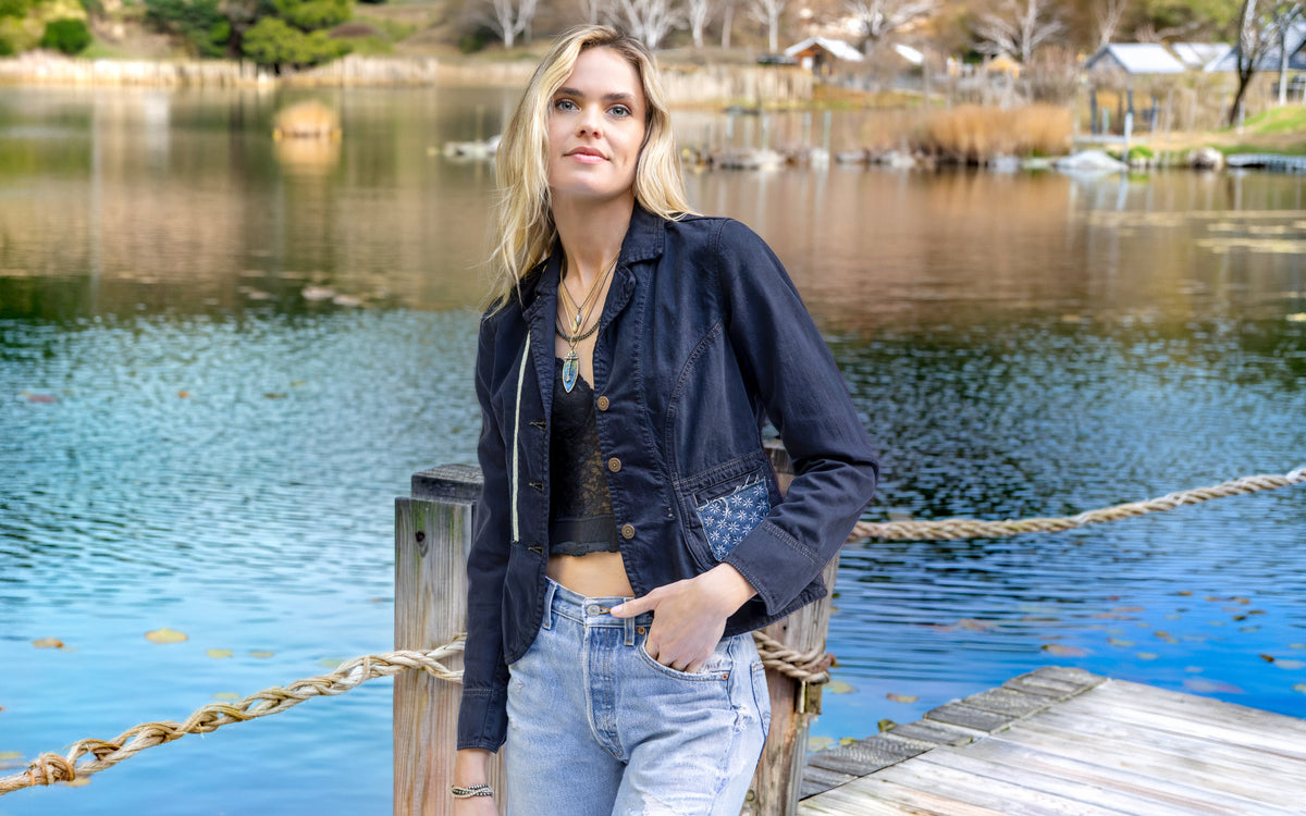 shop the look > effortless elegance, a laid back luxe designer jewelry and one of a kind denim apparel collection featuring diamonds, labradorite, emeralds and 18K yellow and black golds; exclusively at Dominique Cohen; shop help at 760-978-9297.