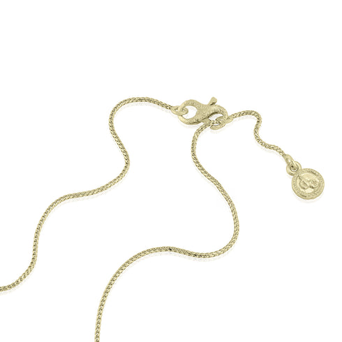 the included 18k gold chain has two clasp rings for your styling flexibility<span class='visuallyhidden'>; shop help at 760-978-9297.</span>