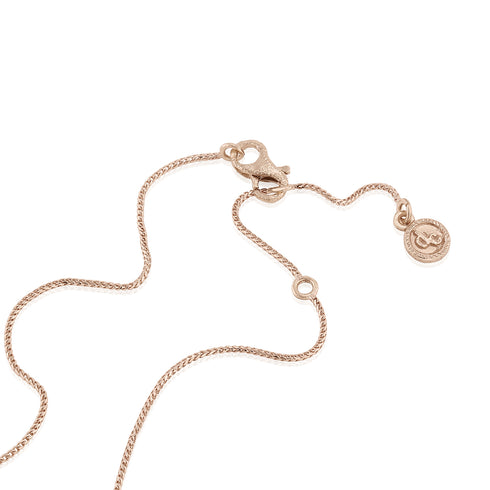 the solid 18k gold chain has three clasp rings for your styling flexibility<span class='visuallyhidden'>; shop help at 760-978-9297.</span>