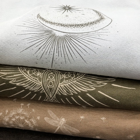 Dominique Cohen limited edition unisex cotton and silk motif shorts and joggers <span class='visuallyhidden'>; shop help at 760-978-9297.</span>