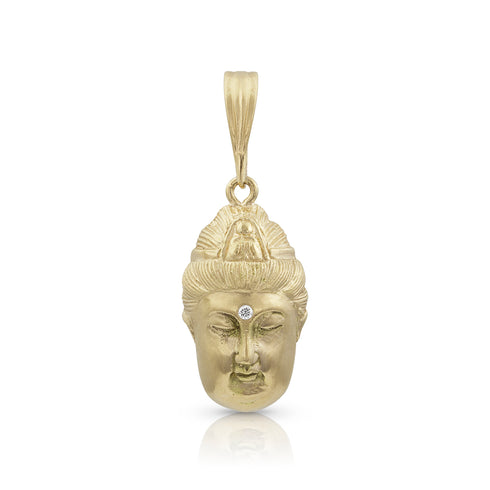 Dominique Cohen diamond-kissed Buddha enhancer, on hinged bail, in 18k yellow gold <span class='visuallyhidden'>Call or text 323-404-2959 if you need shopping assistance.</span>
