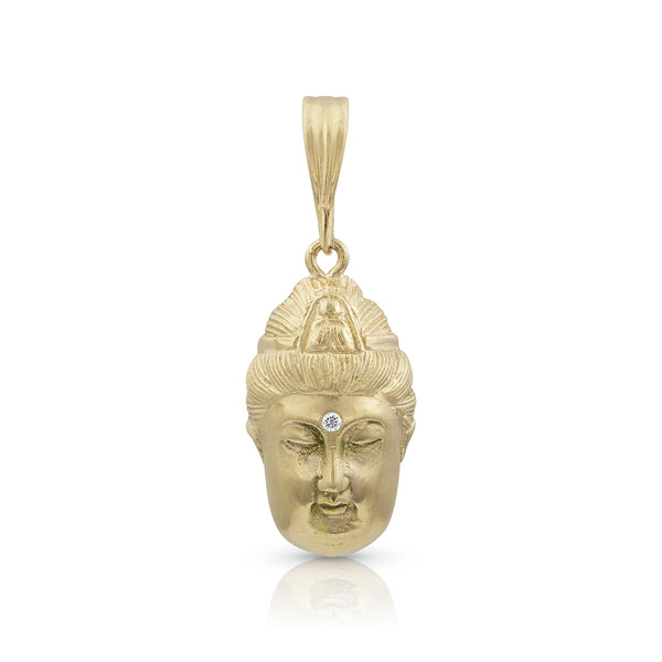 Dominique Cohen diamond-kissed Buddha enhancer, on hinged bail, in 18k yellow gold <span class='visuallyhidden'>Call or text 323-404-2959 if you need shopping assistance.</span>