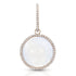 round cabochon enhancer with diamond surround and diamond-faced smooth-back bail, size large, in moonstone and 18k rose gold <span class='visuallyhidden'>Call, text 323-404-2959 for shopping help.</span>