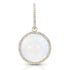 round cabochon enhancer with diamond surround and diamond-faced smooth-back bail, size large, in moonstone and 18k yellow gold <span class='visuallyhidden'>Call, text 323-404-2959 for shopping help.</span>