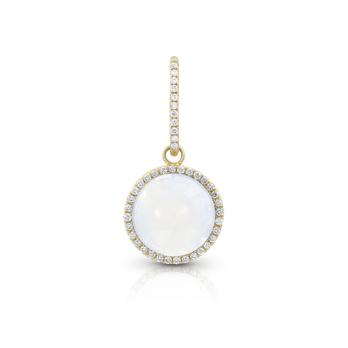 round cabochon enhancer with diamond surround and diamond-faced smooth-back bail, size small, in moonstone and 18k yellow gold <span class='visuallyhidden'>Call, text 323-404-2959 for shopping help.</span>